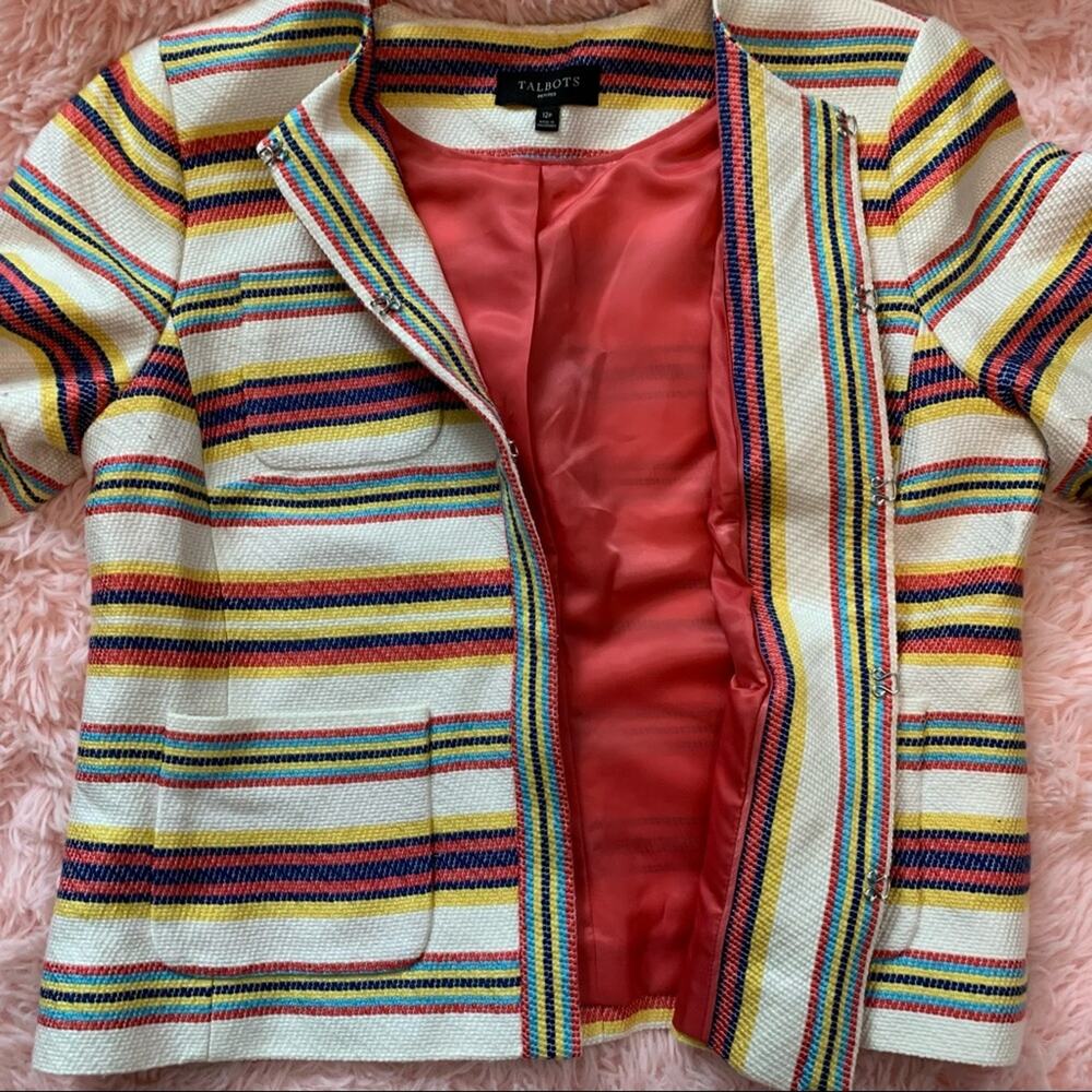 Talbots Multi-Color Stripe Textured Collarless Ho… - image 4